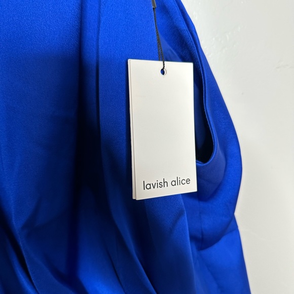 NWT Lavish Alice Royal Blue One Shoulder Puff Sleeve Dress - Picture 6 of 7